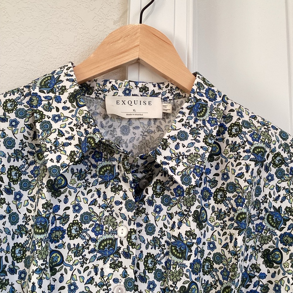 Exquise Tobie Mini Shirt Dress Anthropologie NWT Sz L Sz XL Floral - Picture 8 of 13
